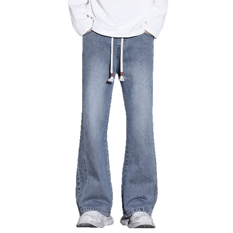 Paul's autumn and winter collection of fleece, thickened, slightly flared jeans for men, American loose, cool and versatile straight-leg long pants for men Item Picture