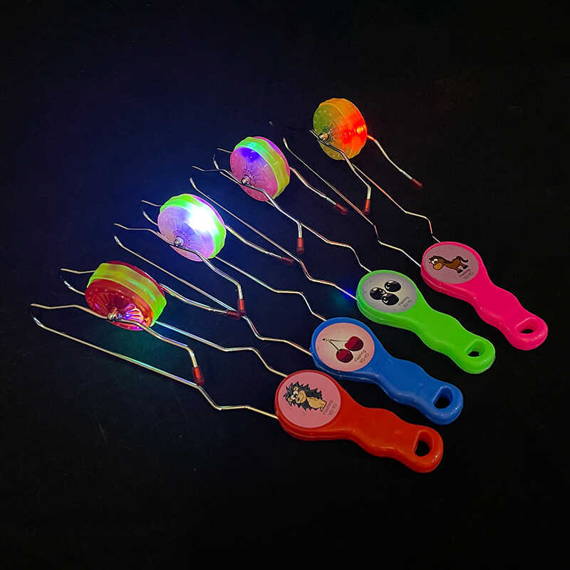Children's illuminated hand-cranked magnetic track magic UU ball Magic Spinning magnetic yo-yo colorful top toy details Picture