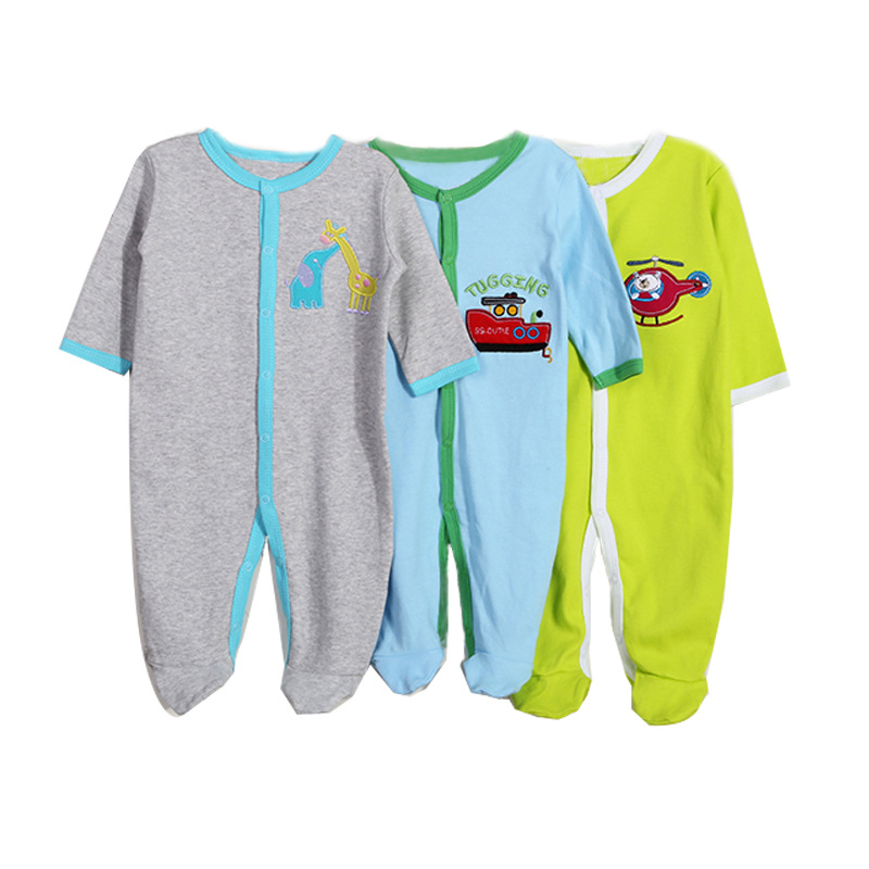 Factory export wholesale of baby clothes, spring and autumn foot coverings, one-piece suits, long-sleeved thick crawling suits, and children's clothing for boys and girls Specification image