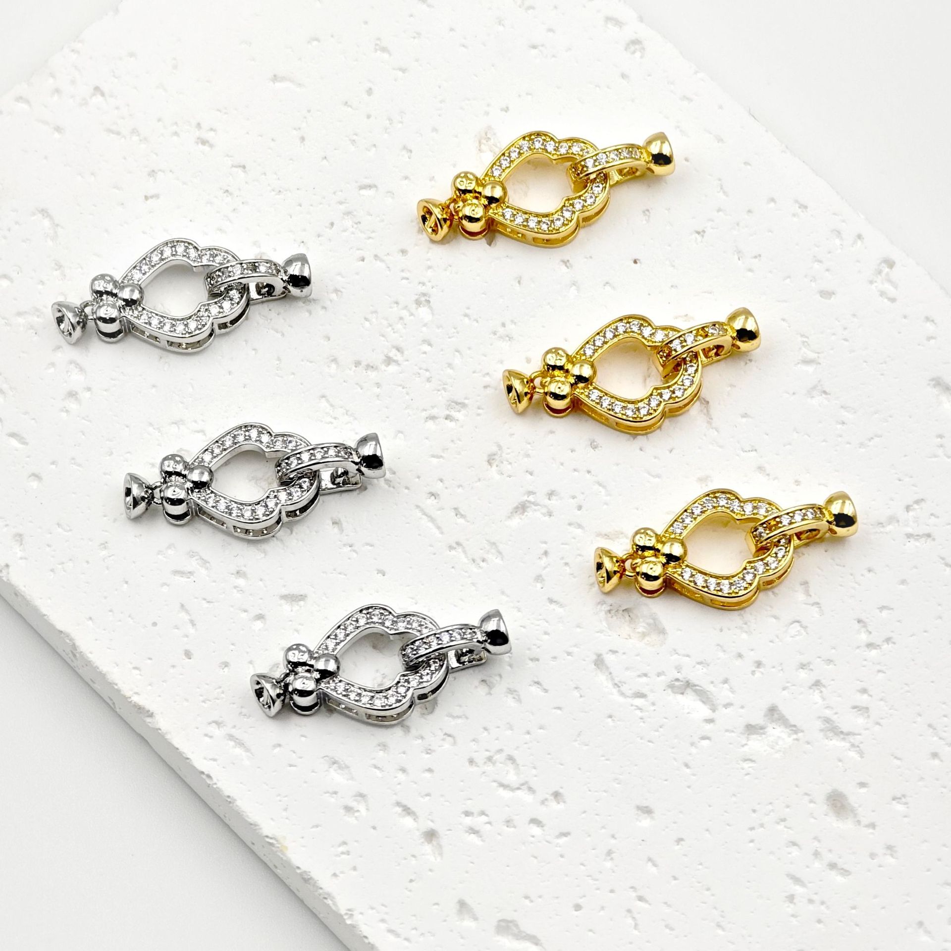 diy jewelry accessories: 18k copper-encrusted real gold slightly inlaid ophistone necklace clasp Bracelet clasp, no color fading, no color fading, anti-allergy details Picture