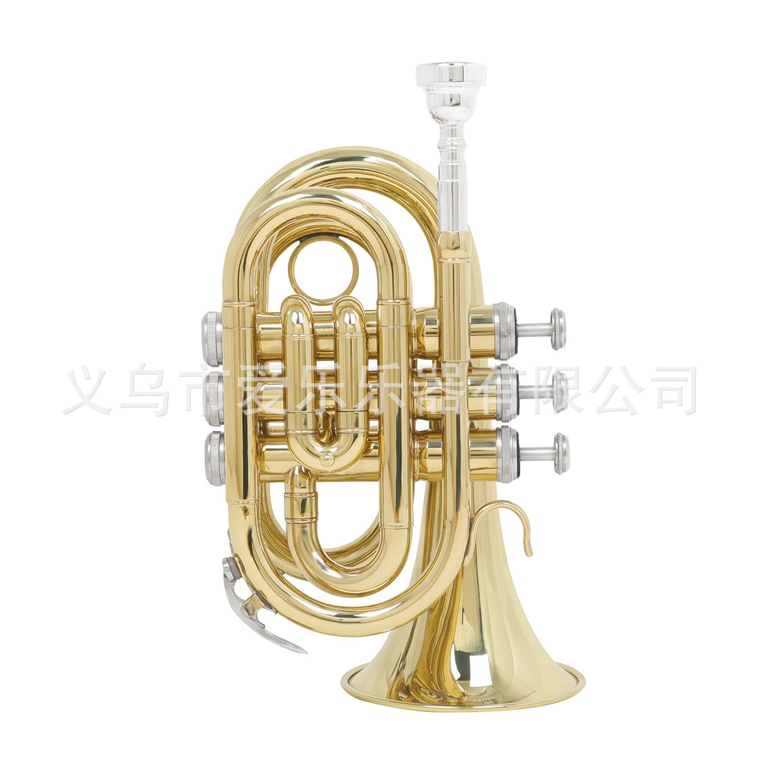 Foreign trade miniature trumpet in B-flat major, brass palm horn for beginners, mini cornet, portable trumpet instrument, palm horn Specification image