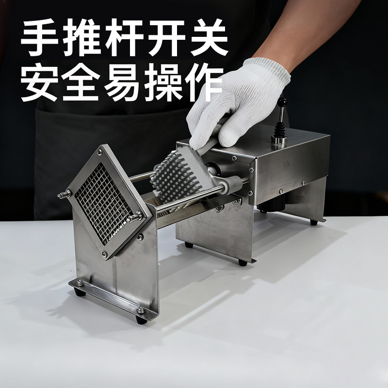 Commercial slicer with manual and automatic options, potato and sweet potato push slicer, stainless steel fruit and vegetable slicing equipment manufacturer Specification image