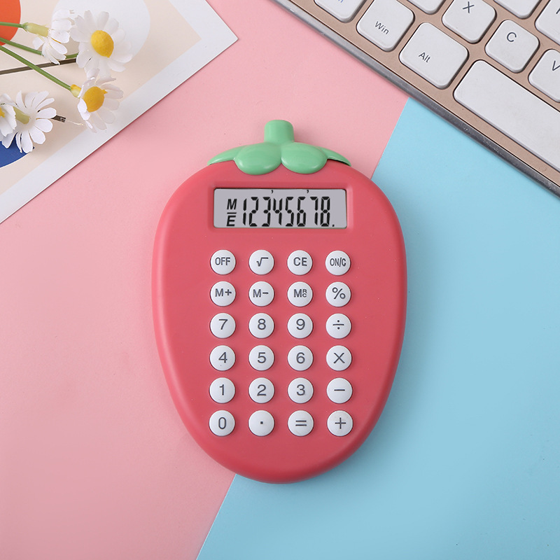 The 8-digit key calculator is a creative, fresh and cute cartoon portable palm calculator Specification drawing