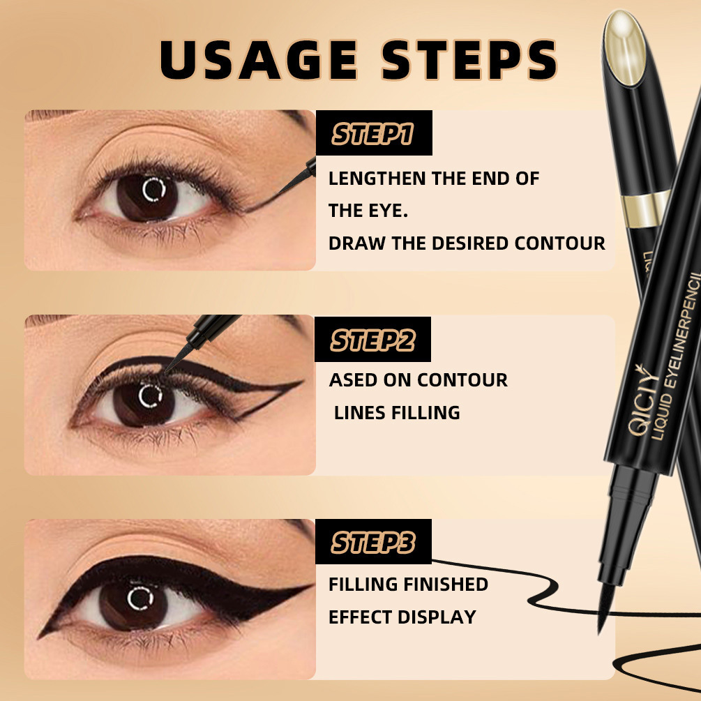 【 Cross-border Exclusive 】QICIY eyeliner Pen Waterproof, non-smudging, genuine eyeliner liquid pen, Quick-drying silkworm pen wholesale Specification image