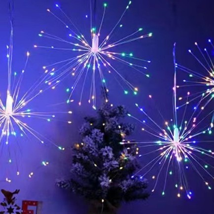Remote-controlled fireworks lights, led color light strings, indoor and outdoor waterproof atmosphere decoration chandeliers, suspended explosive fireworks lights Specification image