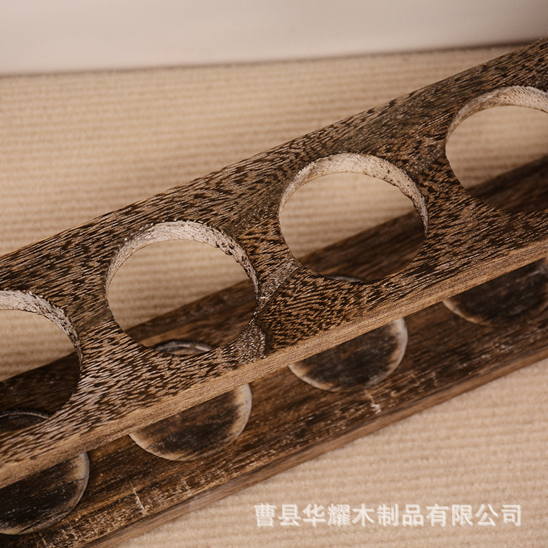 木制复古烧色置物架木质酒瓶红酒桐木木架桌面收纳摆件实木工艺品产品图