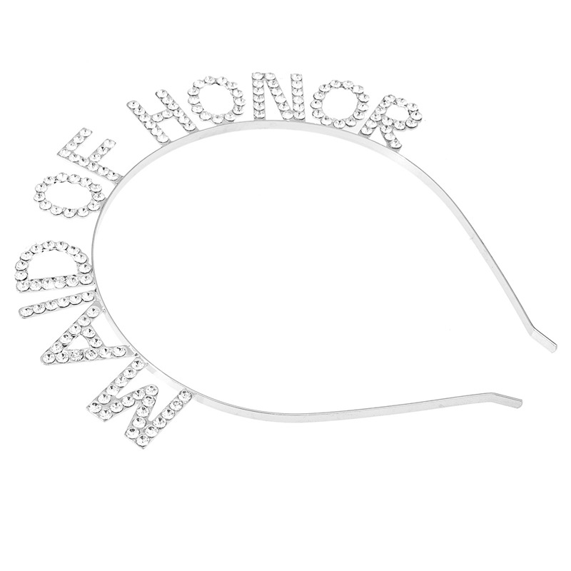 Cross-border European and American best-selling bride letter MAID OF HONOR wedding water diamond headband, bridesmaid shiny headwear wholesale supply Item Picture