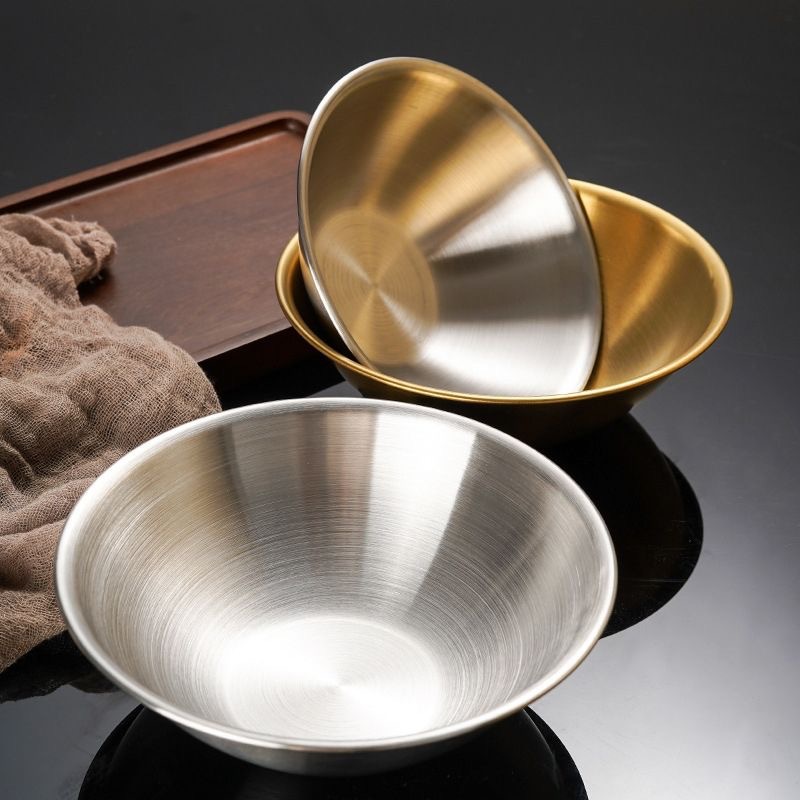 V型碗不锈钢韩式单层沙拉碗金色餐碗火锅店调料碗商用小吃碗卷边细节图