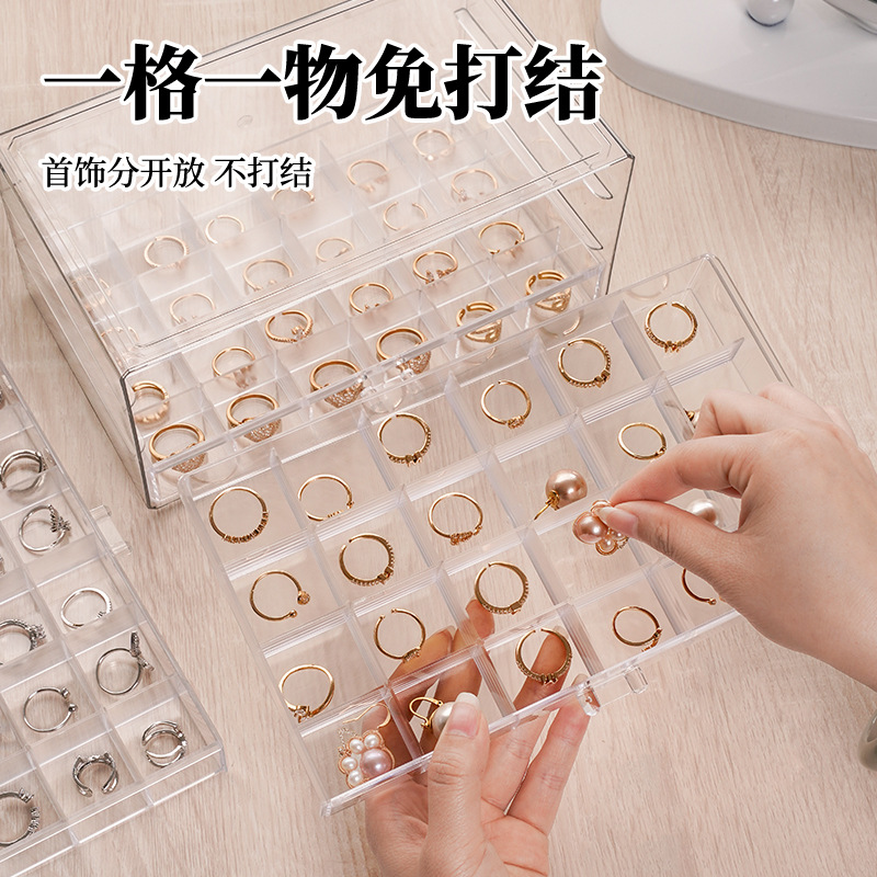 Jewelry storage box, transparent multi-layer ins necklace, ring, stud earrings, dressing table accessories, dust-proof and organizing box Application Scenario