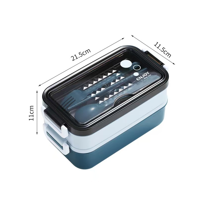 Double-layer bento box, office worker fat-reducing meal, compartments lunch box, microwave oven-safe, large-capacity lunch box Item Picture