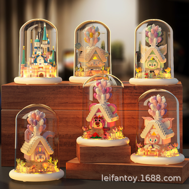 Compatible with Lego princess, Disney Castle figurines, assembly, glowing osmanthus dog, balloon house, strawberry bear toys Application Scenario