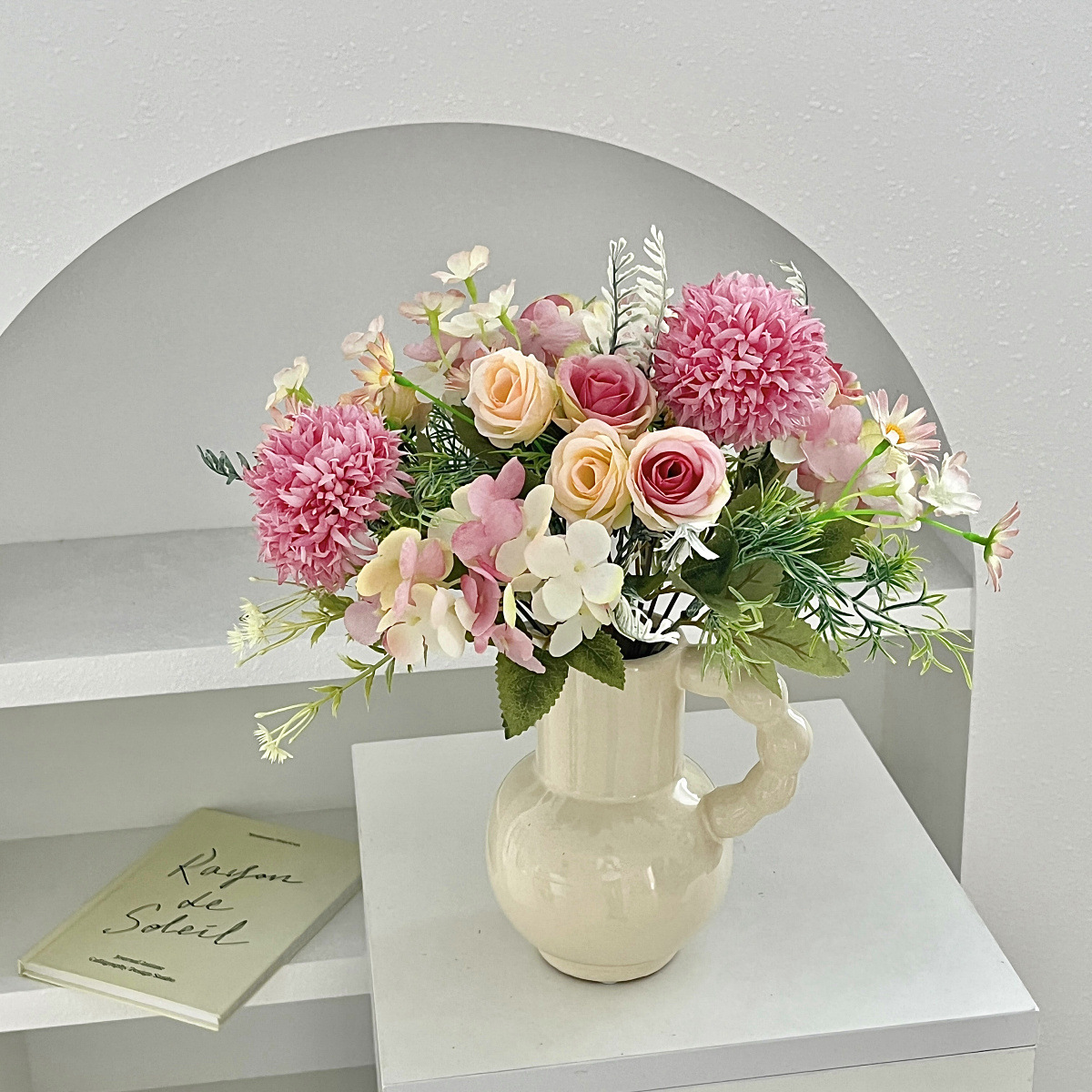 ins风仿真玫瑰绣球婚庆手捧花束婚礼堂摄影道具家居摆件装饰跨境细节图