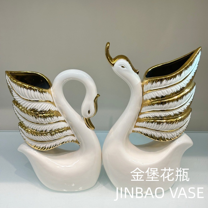 简约现代天鹅陶瓷工艺品摆件家居电视酒柜入户客厅玄关装饰品