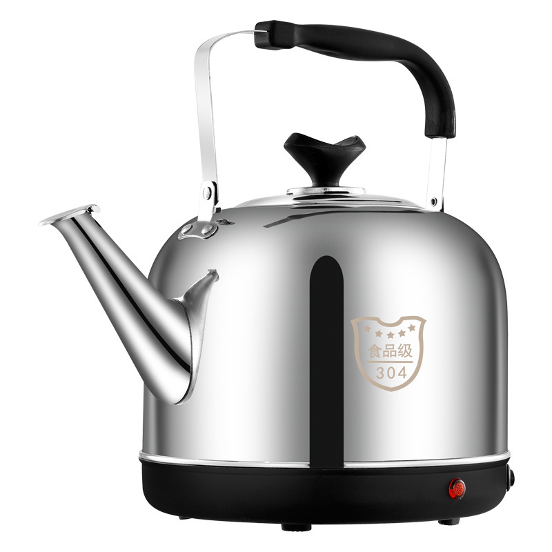食品级304不锈钢底一体电烧水壶家用大容量电水壶自动断电电热白底实物图