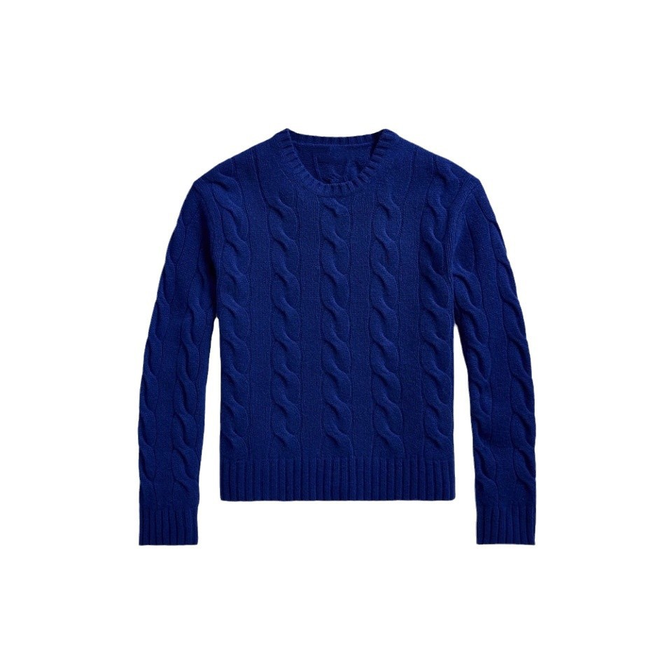 High-quality 100% wool RL classic style small horse logo embroidered twist knitted slim wool sweater for women Item Picture
