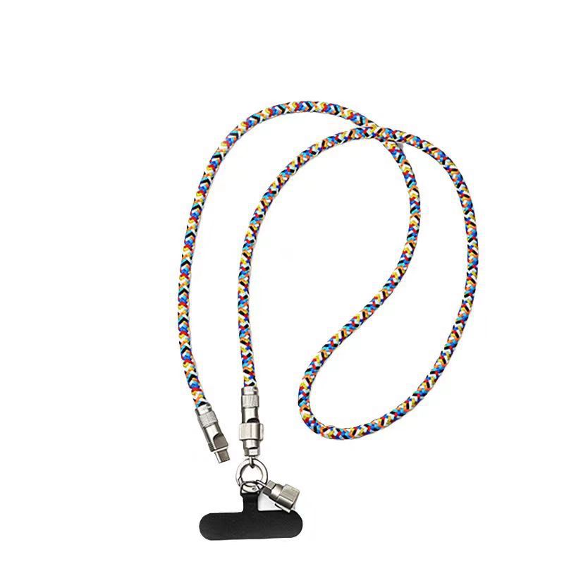 Cross-border mobile phone cable, spiral crossbody wrist short dual-Type-C cable, PD charging cable, two-in-one neck data cable Item Picture