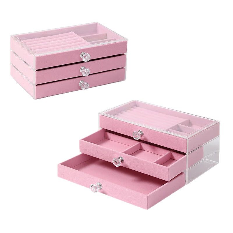 Multi-layer jewelry storage box, drawer-type, large-capacity anti-oxidation, earrings, rings, necklaces, bracelets and jewelry boxes Item Picture