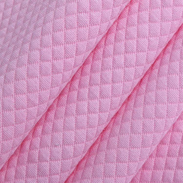 厂家现货热销 全涤空气层夹丝棉菱形格提花 秋冬家纺服装面料产品图