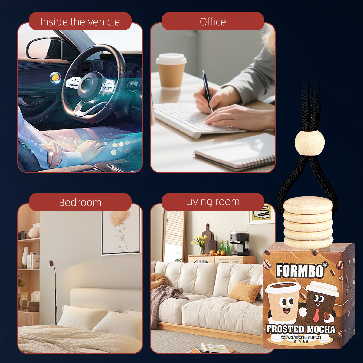 【 Cross-border Exclusive 】FORMBO Car Aroma Diffuser, Car Odor Removal and Air Freshening, Car Hanging Decoration, Car Aroma Diffuser Application Scenario