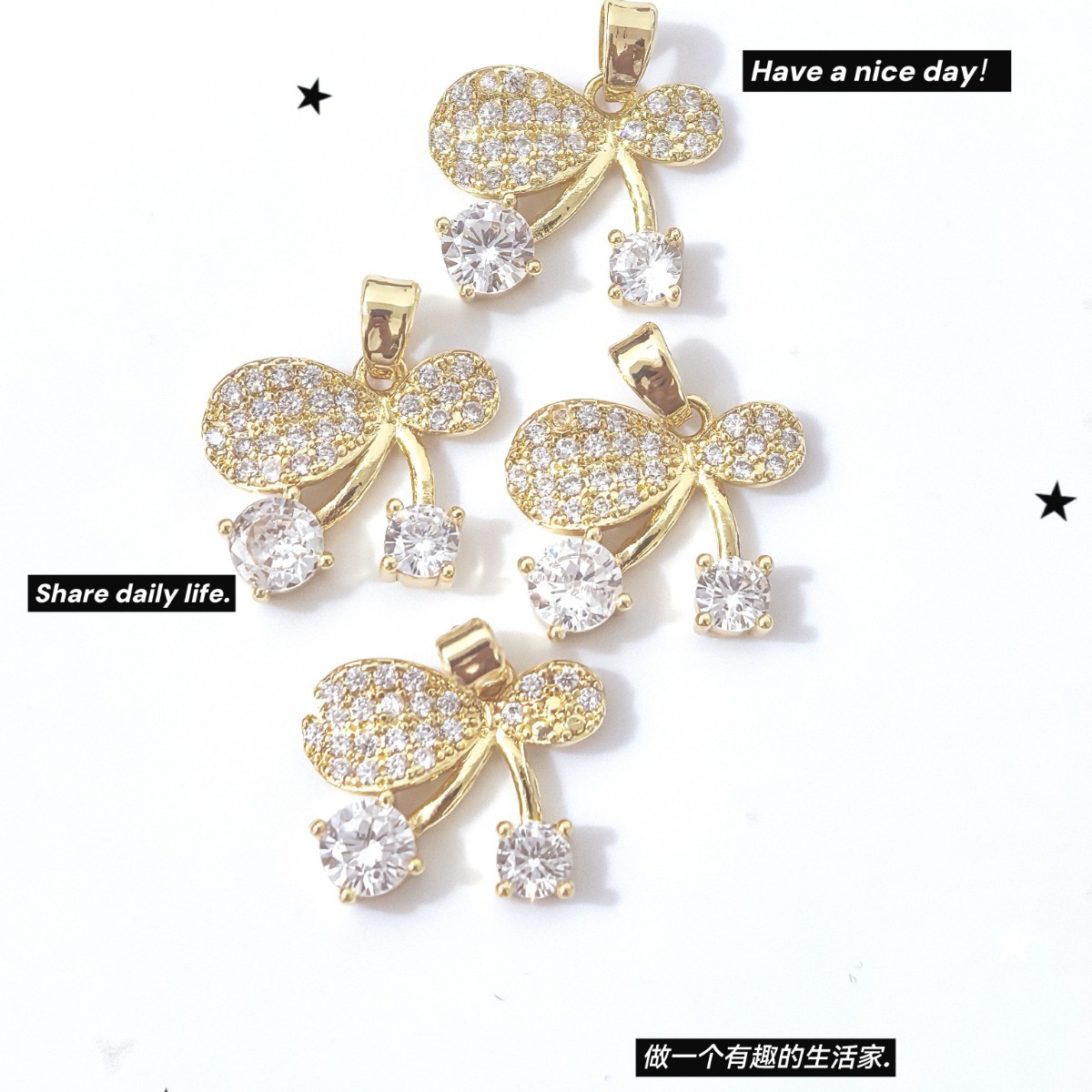 Fashionable, exquisite and small bow pendant with tassels slightly inset with zirconium, dazzling and stylish, versatile and unique earring pendant Specification image