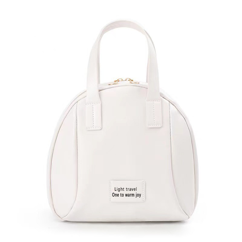 PU leather double-handed large-capacity makeup storage bag, simple and elegant, solid-color portable storage travel toiletry bag details Picture