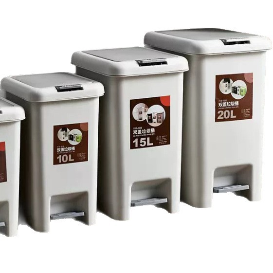Foot-operated trash can, household creative large foot-operated plastic storage bucket with lid and slit, bathroom garbage wastebasket Item Picture