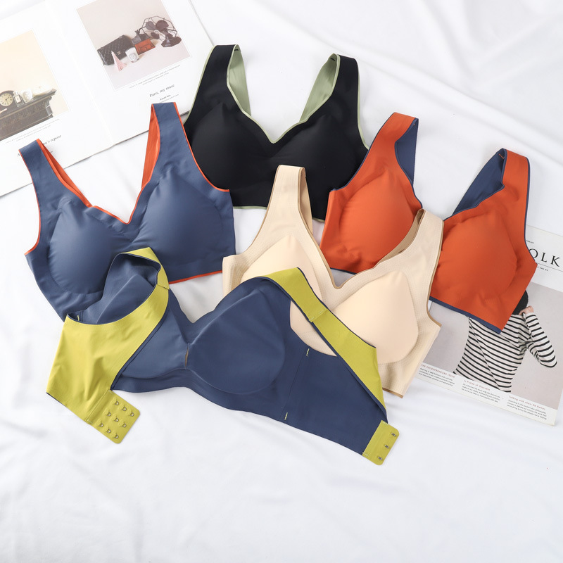 One-piece ice silk seamless, rip-free, large-sized gathering sleep adjustment beauty vest sports bra for women Specification image