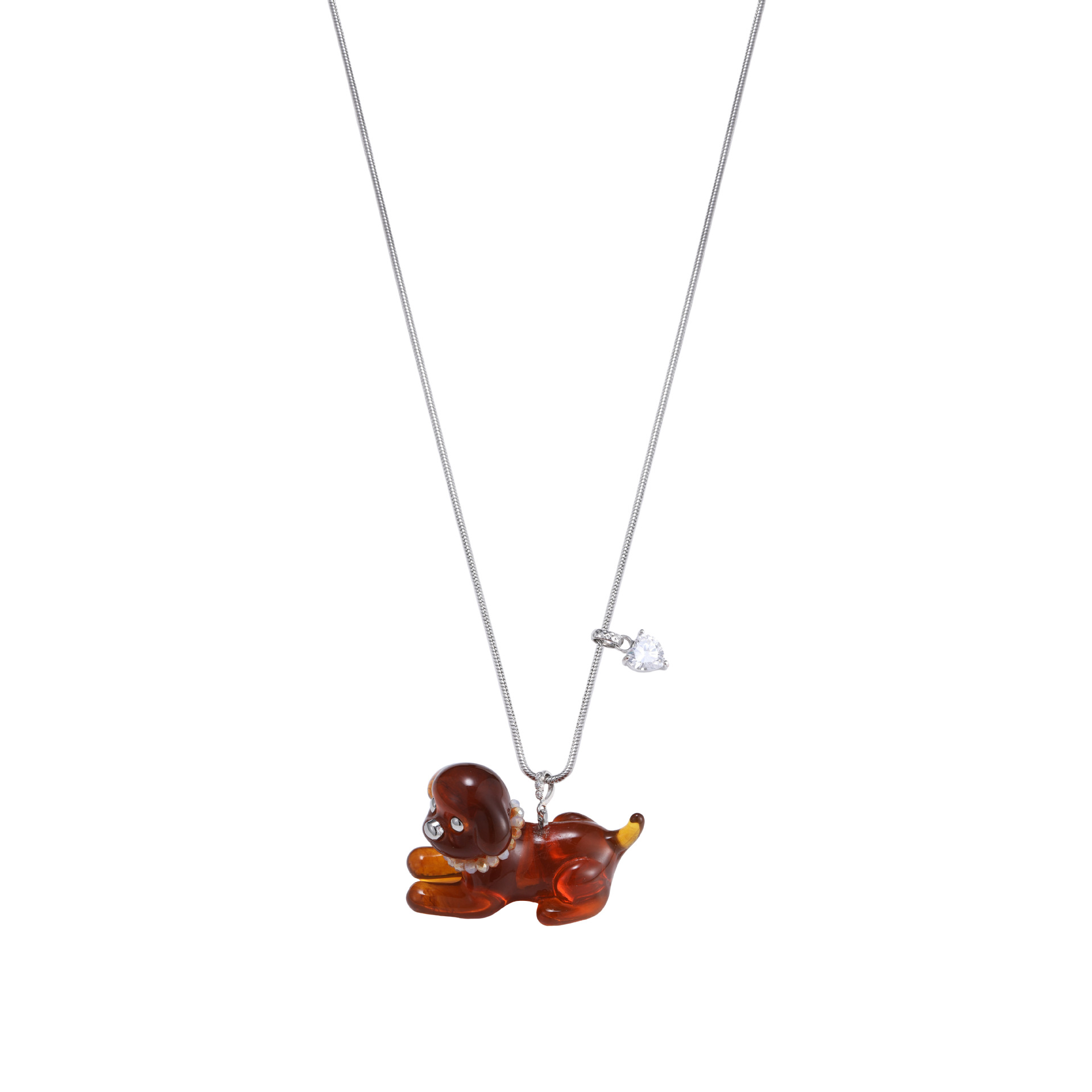 Spring and Summer new Amber Papa Dog necklace for women, versatile and fun, with a unique and original design sense. Wholesale of collarbone chains Item Picture