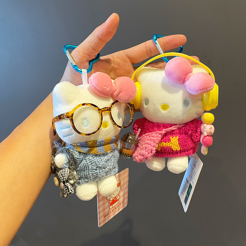 Authentic cute hellokitty small pendant, Kitty Cat bag pendant, cartoon plush toy keychain gift details Picture