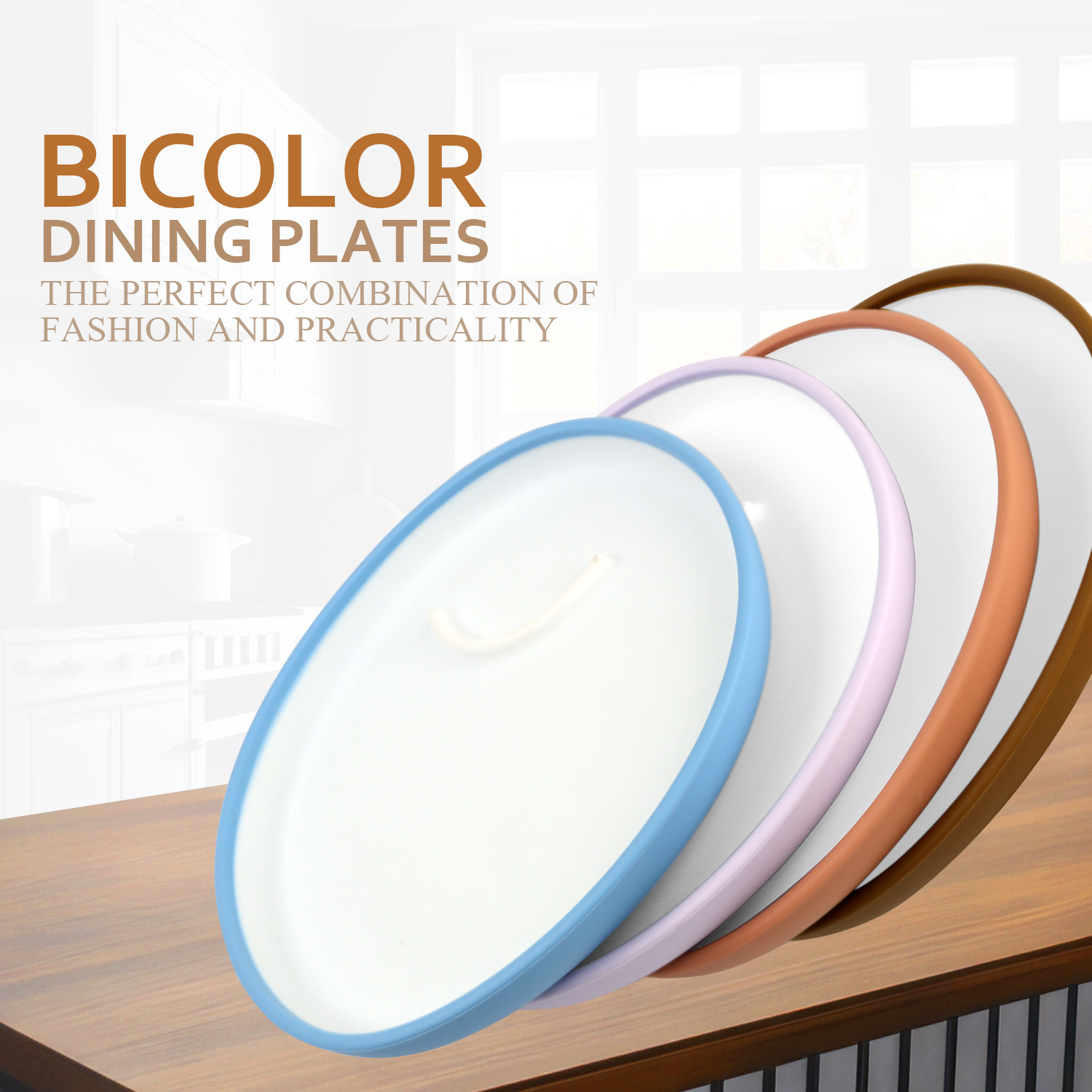Fashionable two-color silicone dinner plates, children's snack plates and bowls, home cross-border e-commerce special tableware for babies to eat full figure