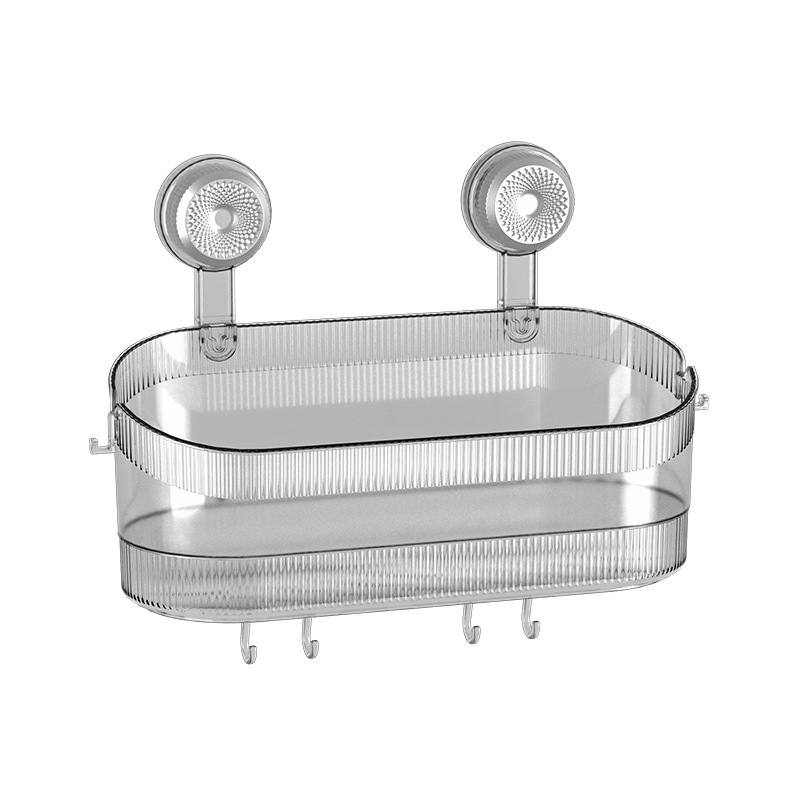 Electroplated suction cup storage rack, bathroom, toilet, cosmetics, washbasin, light luxury wall-mounted storage box without drilling holes Item Picture