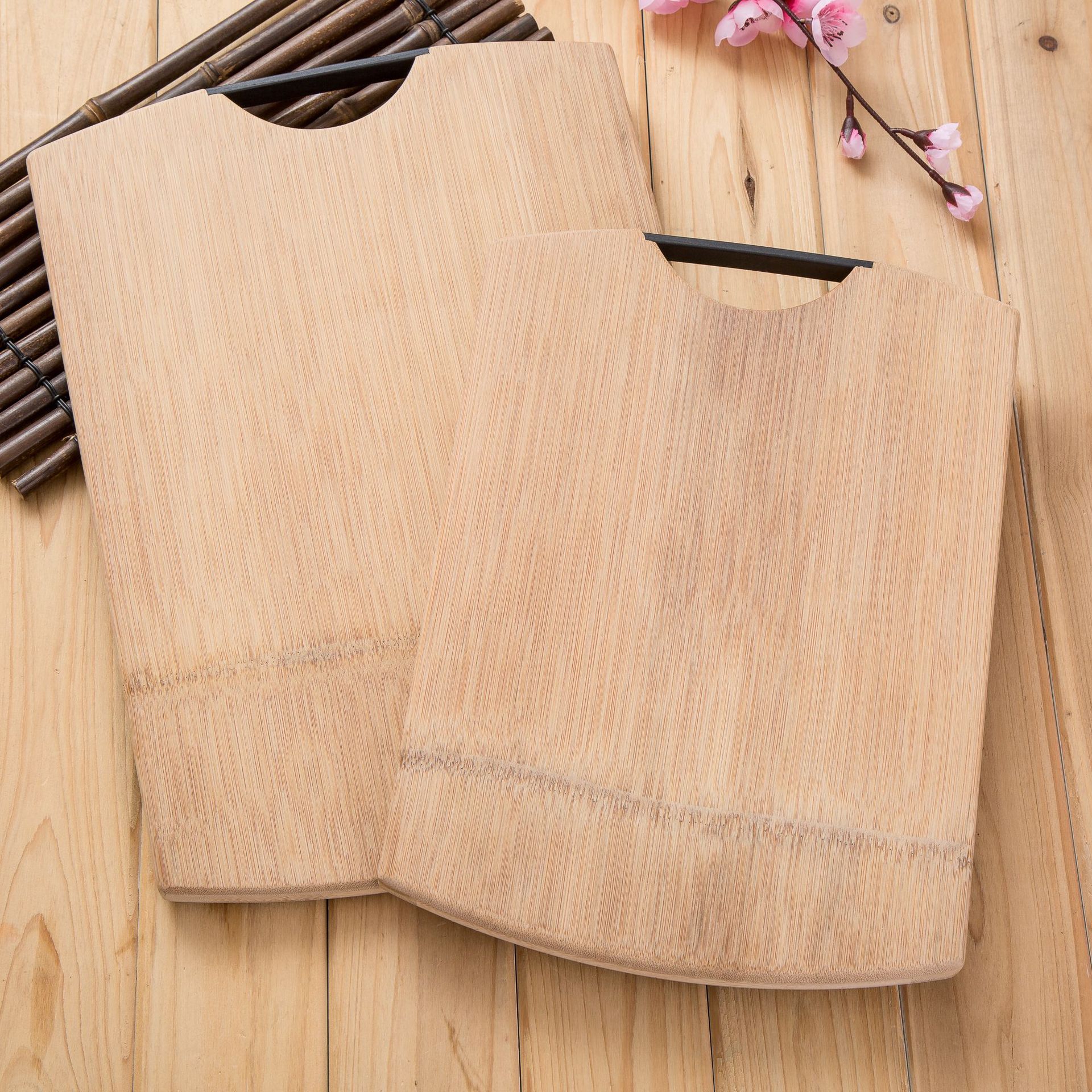 A whole bamboo cutting board