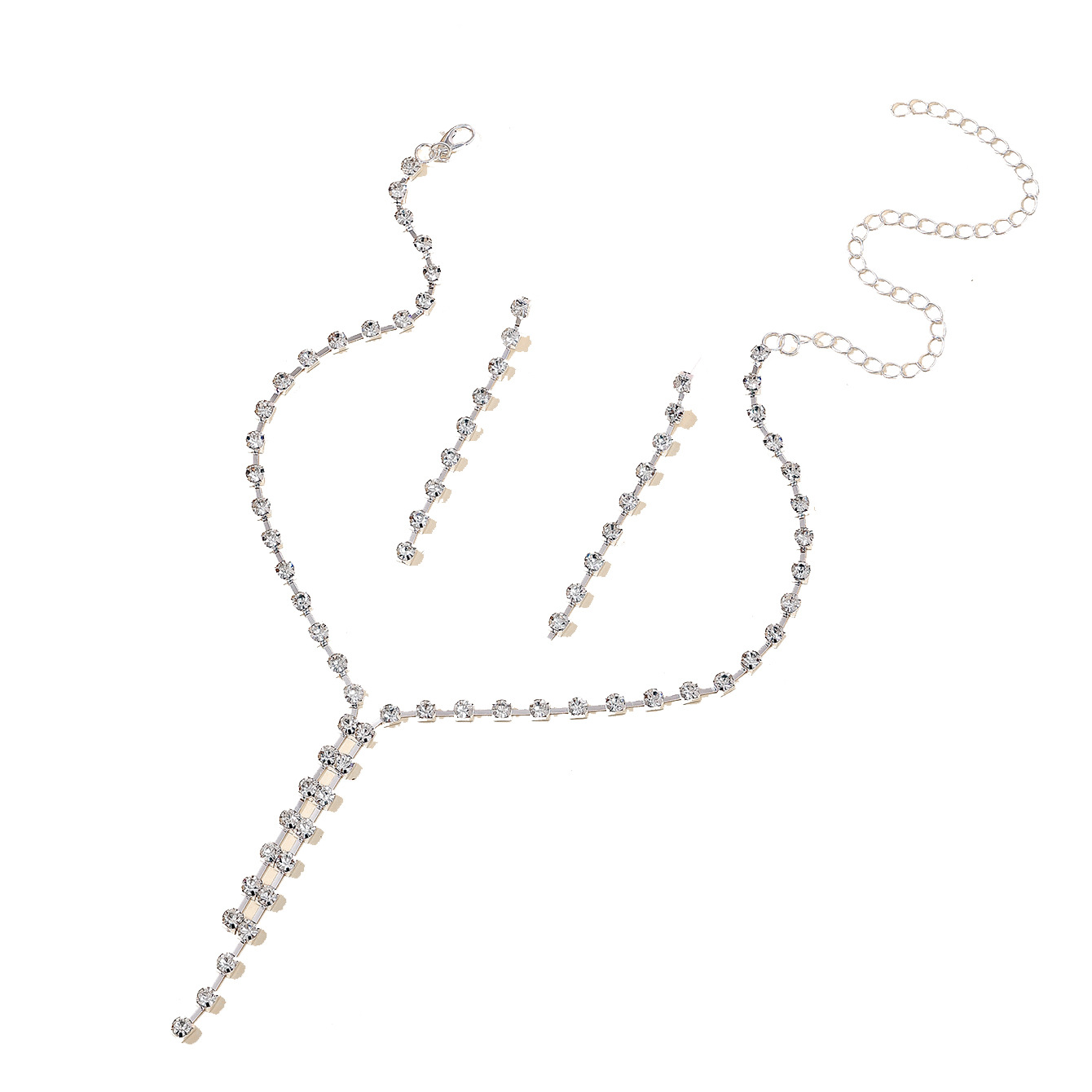 Cross-border light luxury zircon collarbone chain, new niche banquet set chain, rhinestone stud necklace, women's fashion accessory Item Picture