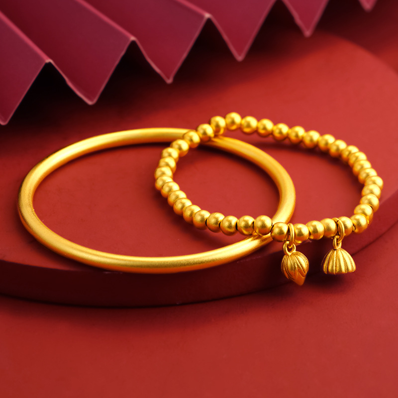 Vietnamese imitation sand gold bracelet, inheriting the ancient method of two generations of happiness bracelet, female four-leaf clover imitation gold bracelet simulation details Picture