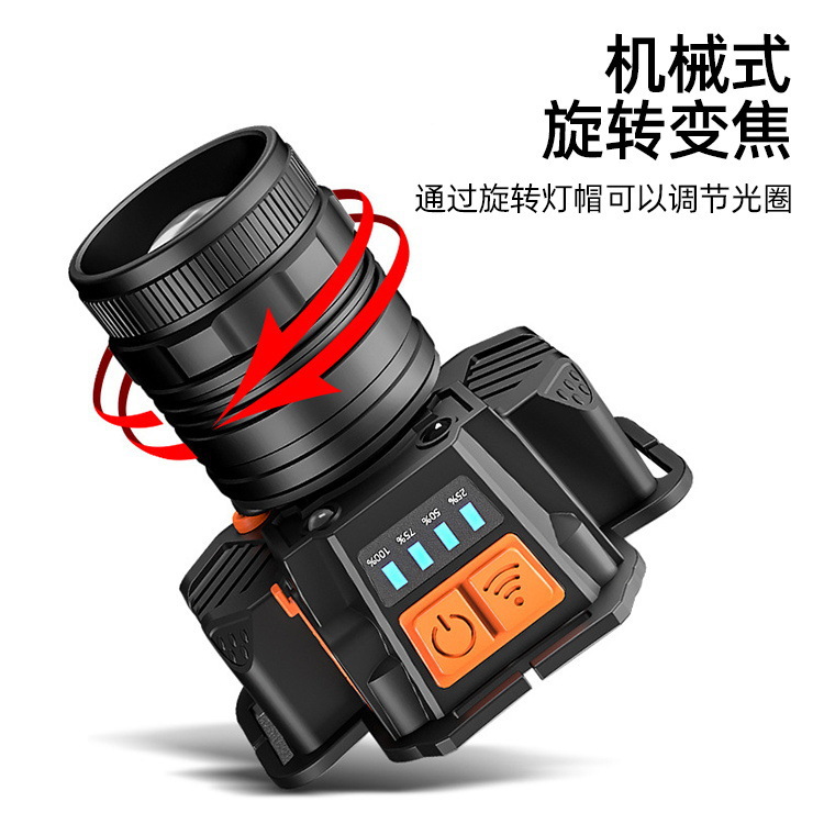 Wholesale of new cross-border 2025 sensor headlamps with intense brightness, long battery life, outdoor charging and fishing led lighting