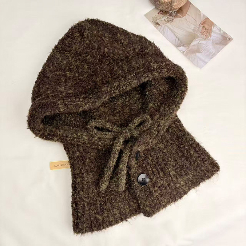 The Balacrafa hat is a winter Korean-style scarf and hat all-in-one warm and ear-protecting Korean-style knitted Lei Feng hat trend Specification image