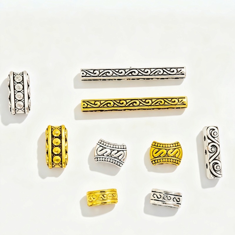 Wholesale materials for vintage multi-row hole square tube beads, ethnic-style relief tube through-hole beads bracelets, necklaces, and beading accessories