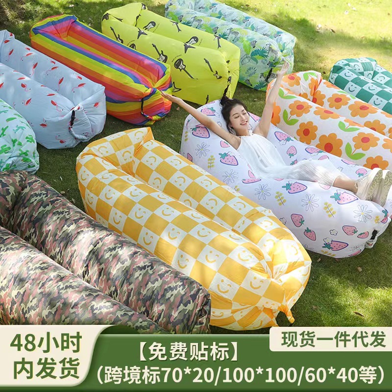 Manufacturer's pillow inflatable sofa in stock, outdoor portable lazy air sofa bed, foldable inflatable sleeping bag details Picture