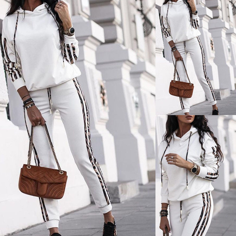 In the spring of 2026, a two-piece set of fashionable and casual solid-color striped sportswear is selling well on Amazon full figure