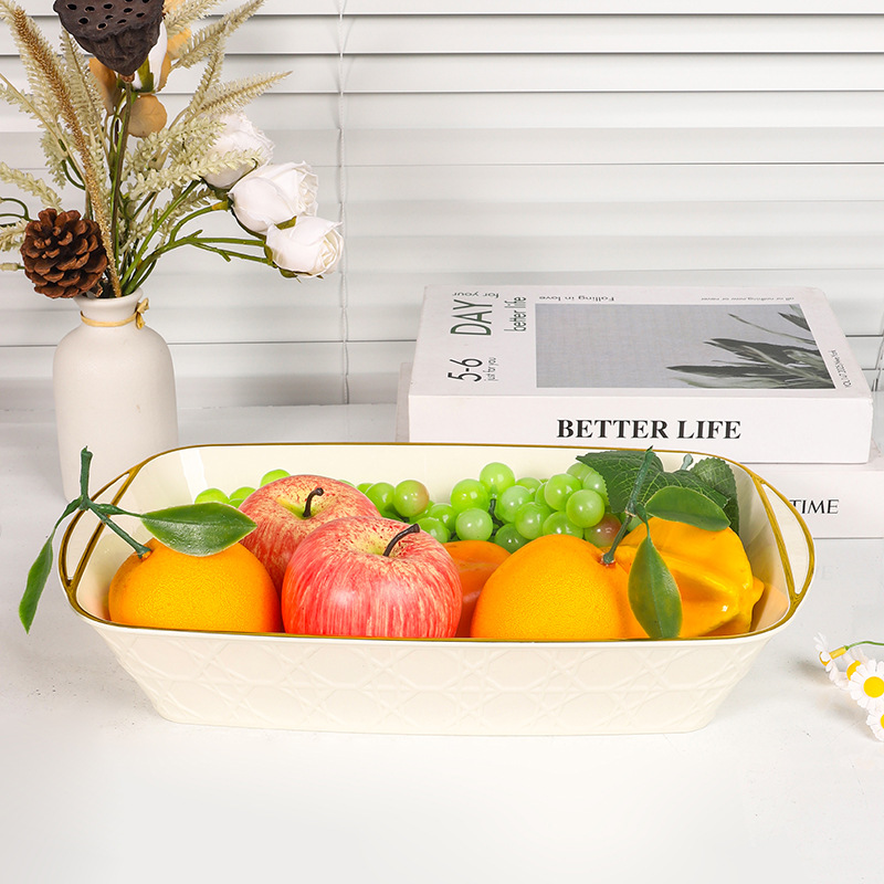 PET transparent patterned fruit platter with lid storage, light luxury and simple octagonal handle fruit platter with lid details Picture