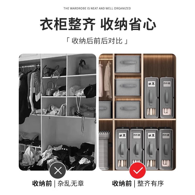 跨境亚马逊床上四件套收纳盒衣物整理收纳箱家用卧室被套百纳批发详情图2