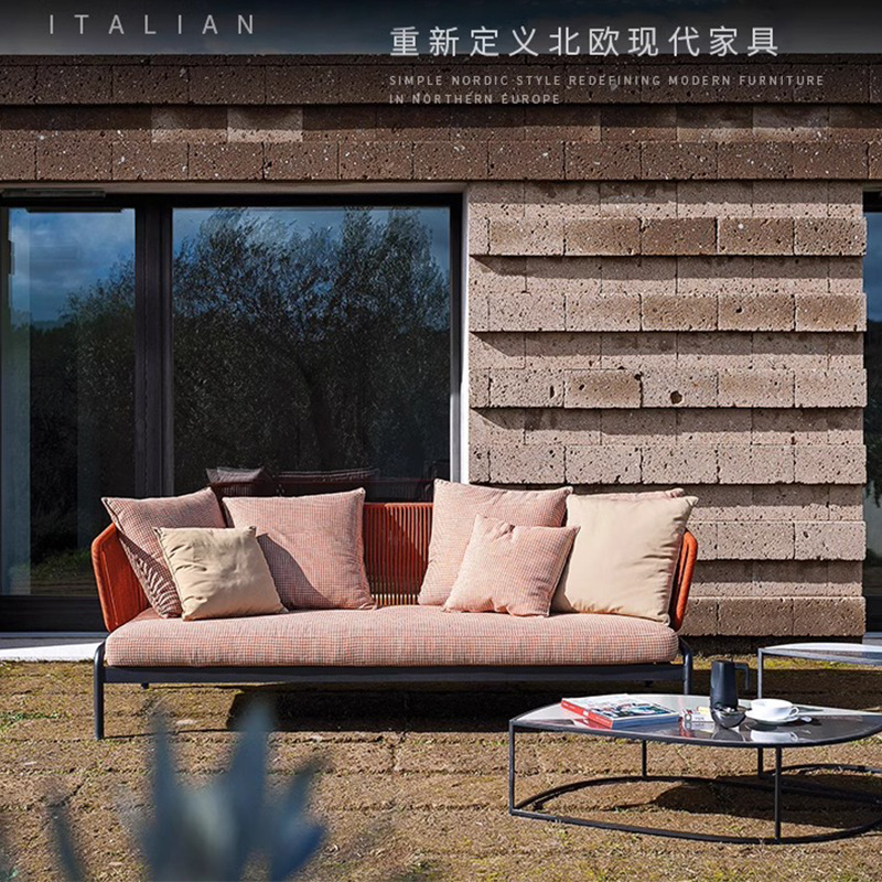 Outdoor leisure furniture, rattan sofa combination, open-air balcony rattan chair, model room, courtyard garden sofa, living room Specification image