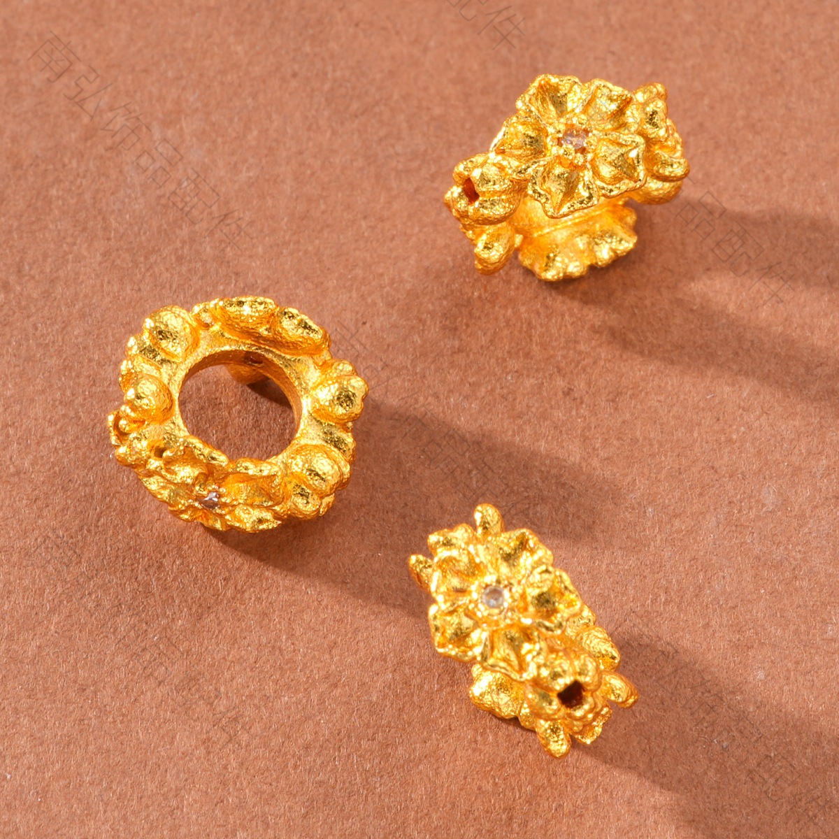 Ancient-style Yue Nan Nan gold color-preserving rose wreath with beads, high-end bracelet, necklace, DIY jewelry accessories details Picture