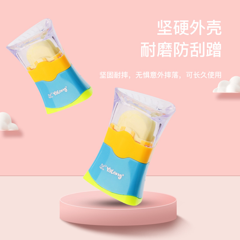 Yalong Cross-border Student Learning Pencil sharpener Rectangular Series Shape Pencil sharpener with eraser two-in-one creative customization Application Scenario
