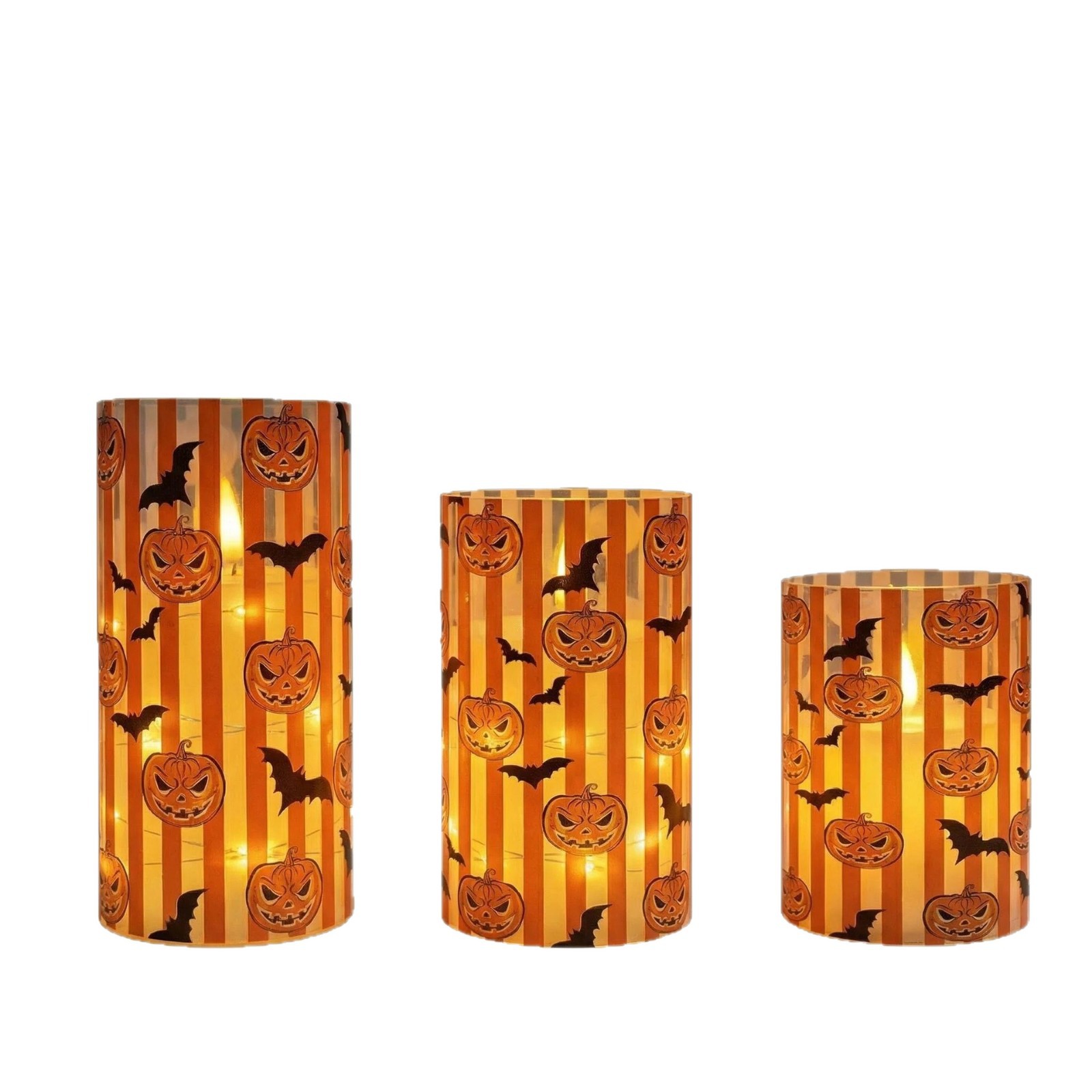 Suitable for cross-border candles, swing headlamps, string candle lamps, simulated candle lamps, ambient lamps, candlelight dinner candle lamps, UV printing, new Halloween pumpkin, replaceable pattern, illuminated decorative items, 7.5 electronic candle factory Application Scenario