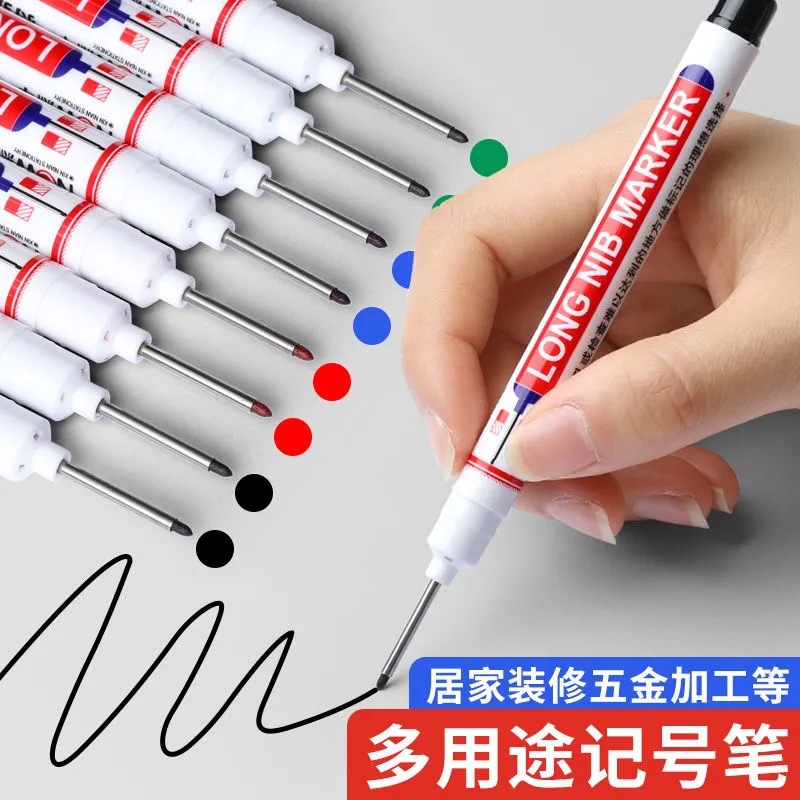 Wholesale of long-tipped marker pens, oil-based hardware and woodworking pens, bathroom tile marker pens, black deep-hole marker pens