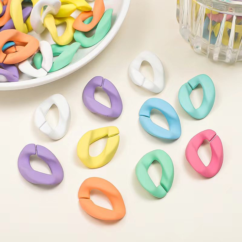 22*30mm acrylic hand feel paint plastic chain jewelry macaron clasp open ring DIY accessory