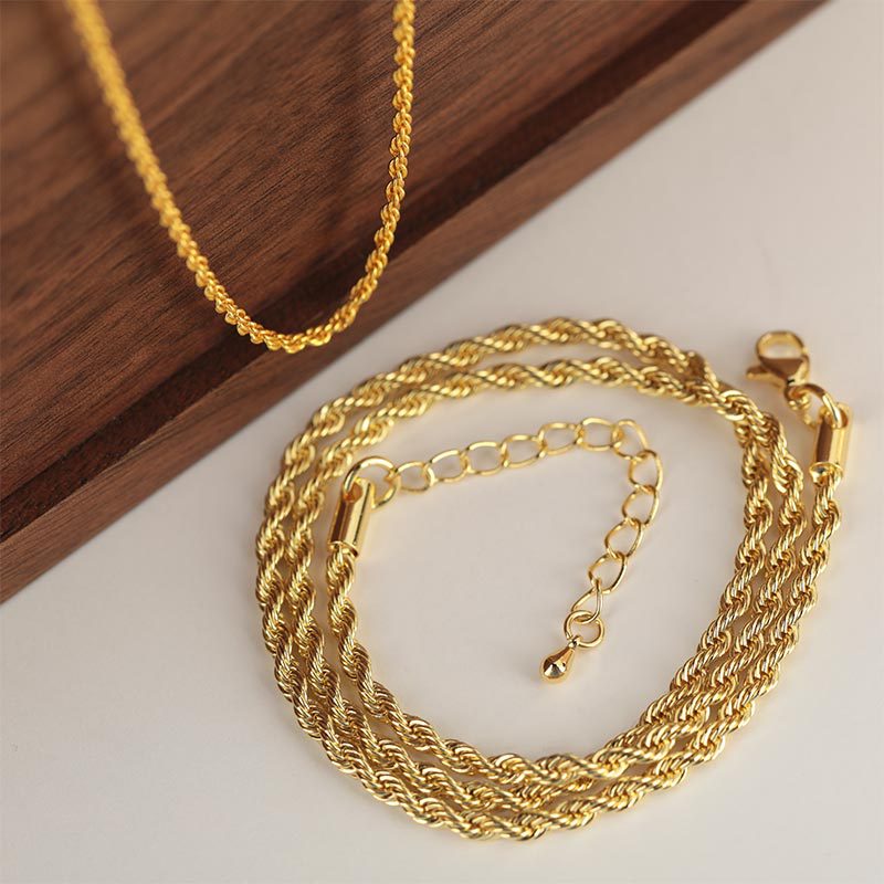 热销爆款镀铜麻花成品链条锁骨项链流苏链子吊坠配件项链链条尾链