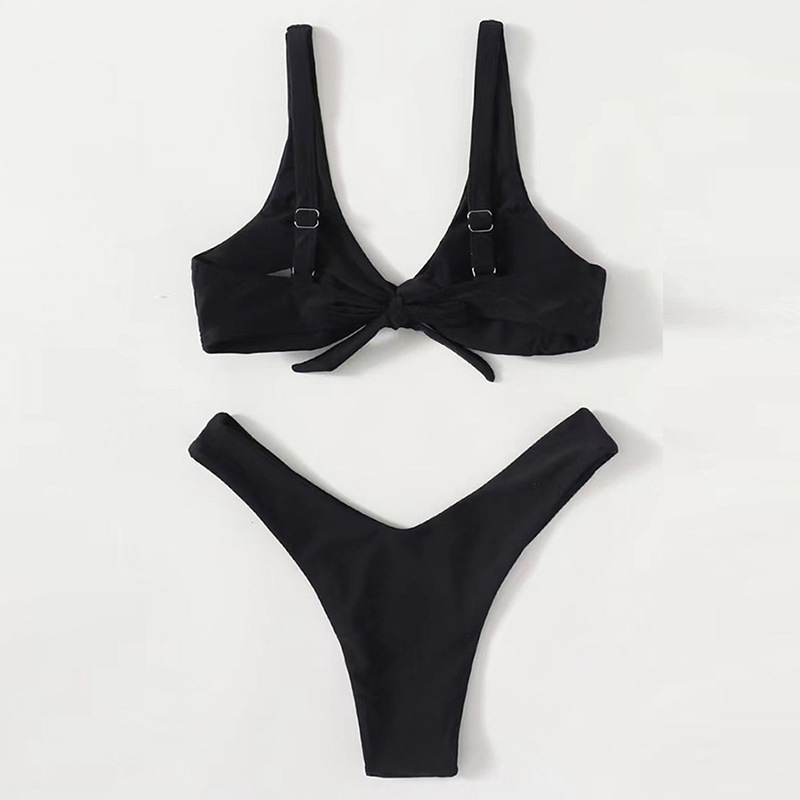 In 2026, the best-selling swimming swimsuits in Europe and America are solid-colored, sexy high-legged bikinis with straps and two-piece swimsuits for women Specification image