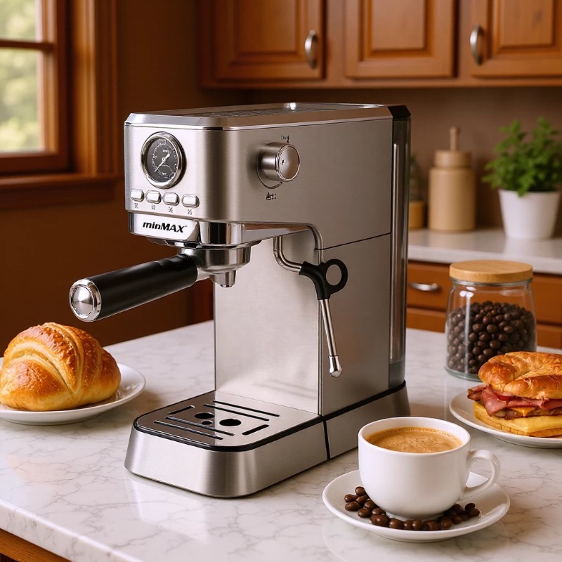 Cross-border foreign trade wholesale household small multi-functional Italian coffee machine, semi-automatic coffee machine, stainless steel 20bar